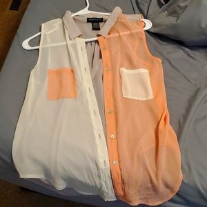 Tank top pink and white button up!
